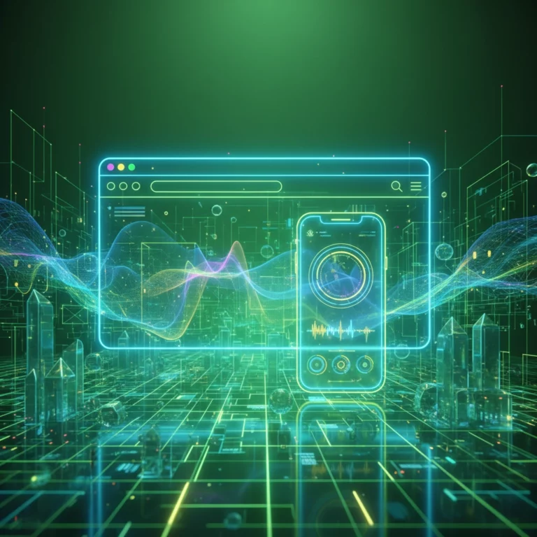 Abstrakte Darstellung der Entwicklung mobiler und Web-Anwendungen